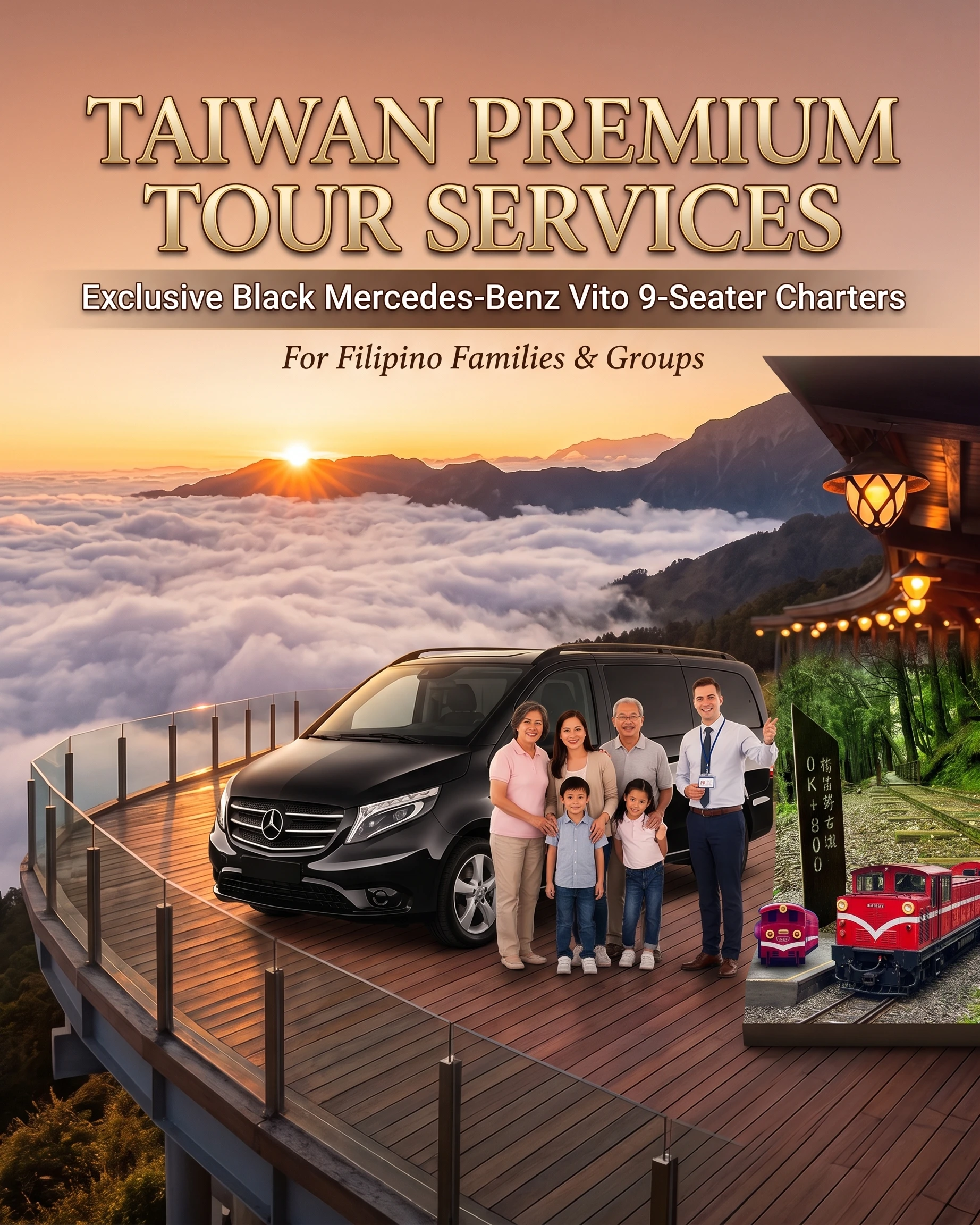 Black Mercedes van beside the turquoise sea